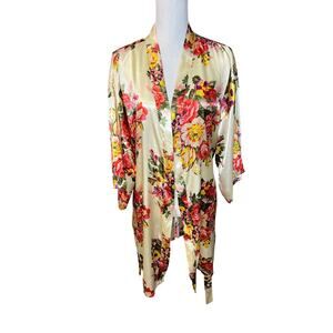 Floral satin kimono robe pajamas sleepwear loungewear glam feminine